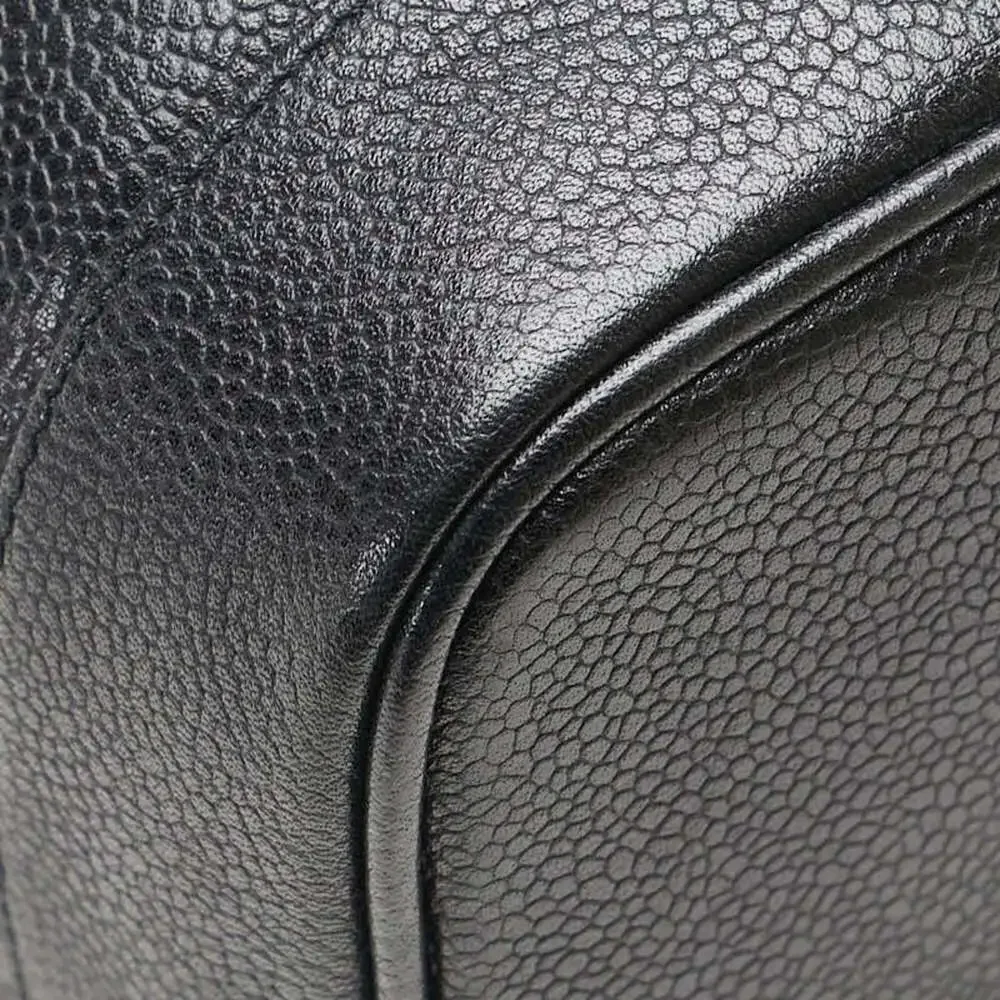 CHANEL Black Caviar Leather Logo Vanity Bag